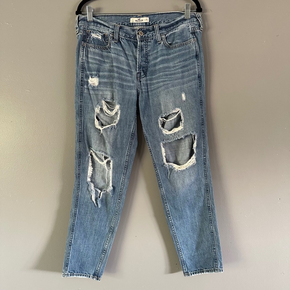 Hollister Distressed‎ Button Fly Medium Wash Jeans SIZE 28